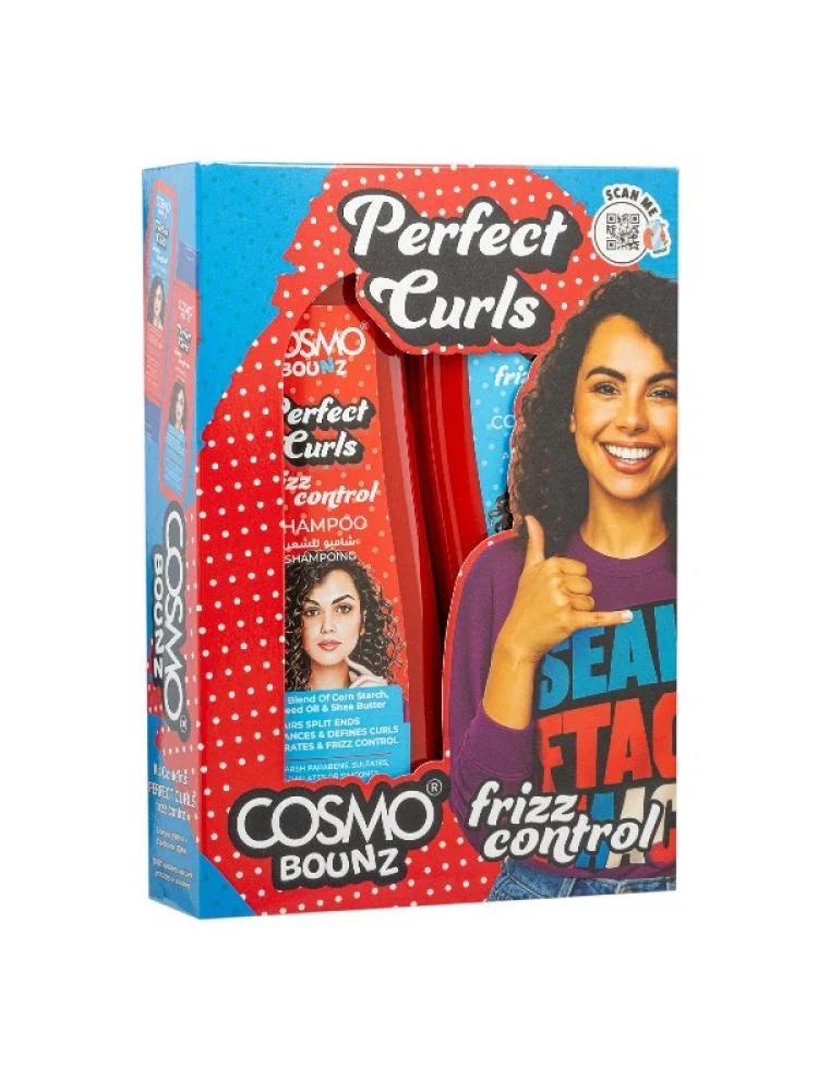 cosmo bounz perfect curls frizz control shampoo and conditioner set 2 x 400ml