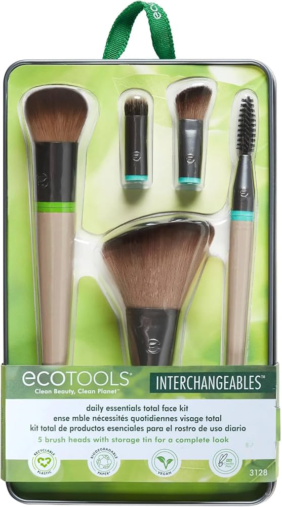 ecotools daily essentials total face brush kit for polished everyday makeup application